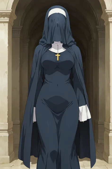 high resolution, masterpiece, necessary, detail, best quality, quality, necessary, details, High details, Precise, 
 
1girl_ ufotable style, ufotable anime


Solo, 1girl, tall women, cape over shoulders, nun outfits, long skirt, faceless, veil face /(Veil ...