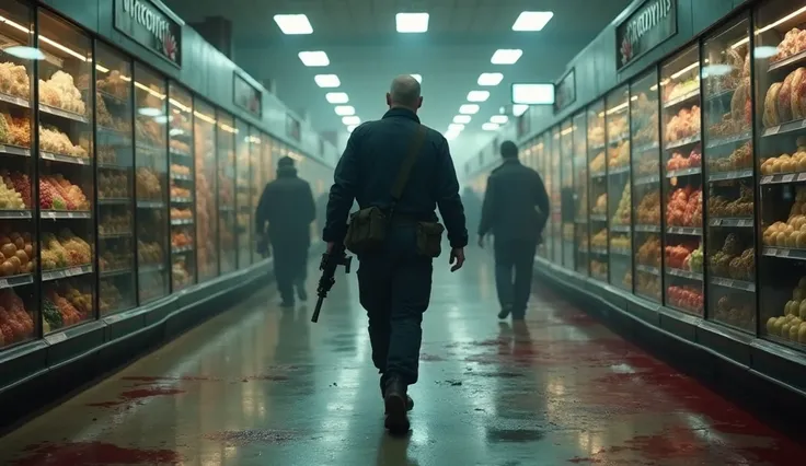 The heavily armed shooter steps inside, his rifle raised, scanning for targets. His face is devoid of emotion, his hands steady. The supermarket aisles stretch before him, filled with panicked shoppers desperately trying to escape. Fluorescent lights flick...