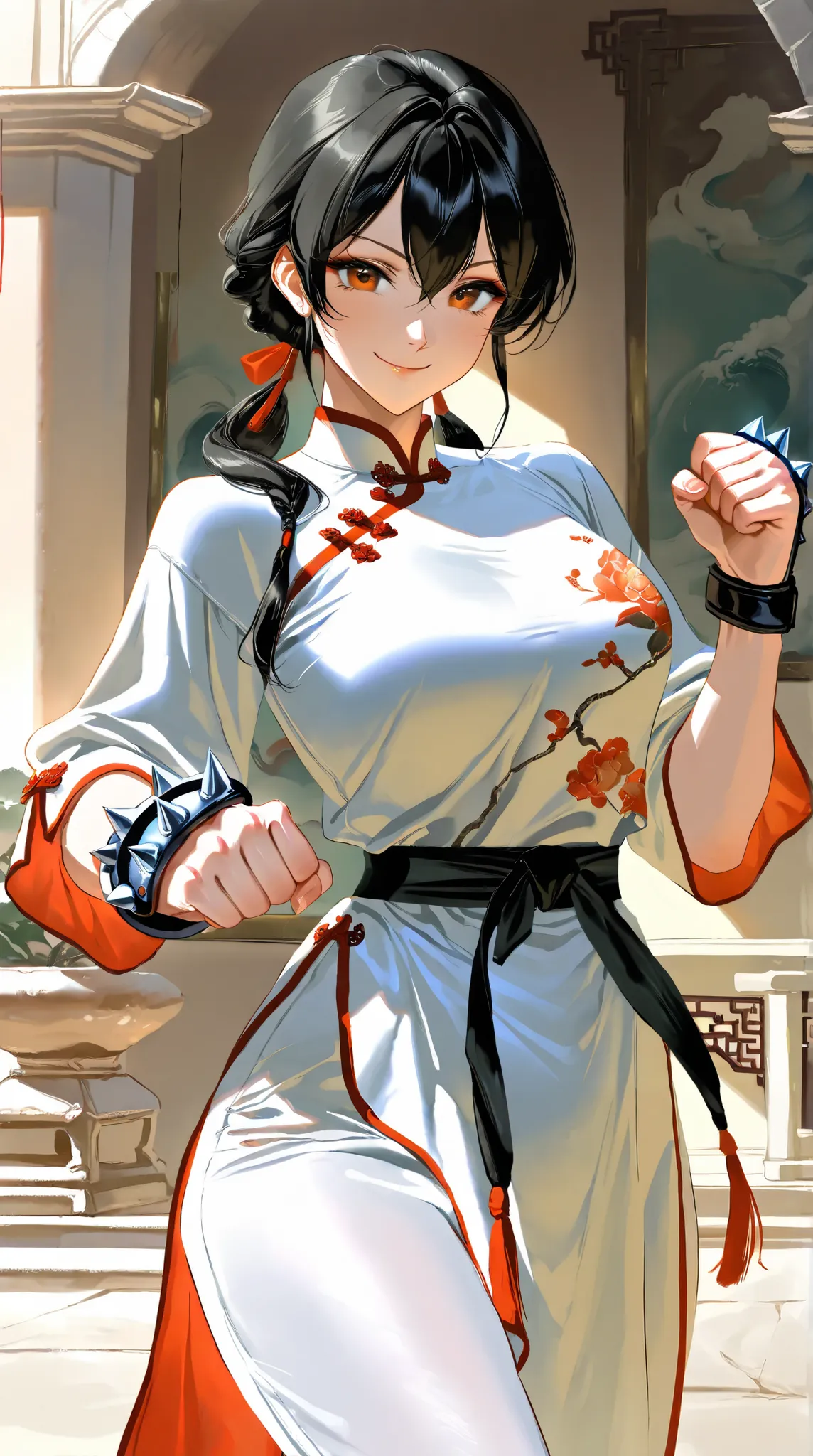 (( top quality)),(  ultra high resolution),(  very detailed),(  Detailed Explanation ),((  best CG  )),(  BEST ARTWORK  ), Ultra-precise art,  Amazing Painting Art,(Exquisite art:1.5), Female Fighter,  Beautiful Well-Dressed Face , (((claw knuckles))),  co...