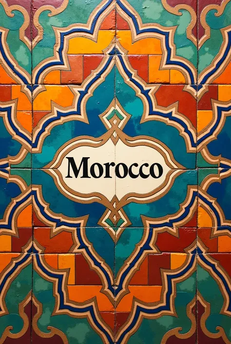 Create a Moroccan zellige pattern and in the center the word Morocco 