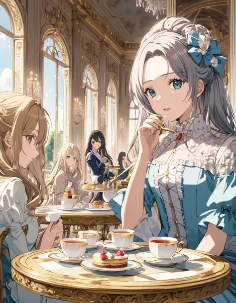 High school girls have tea time at Versailles Palace