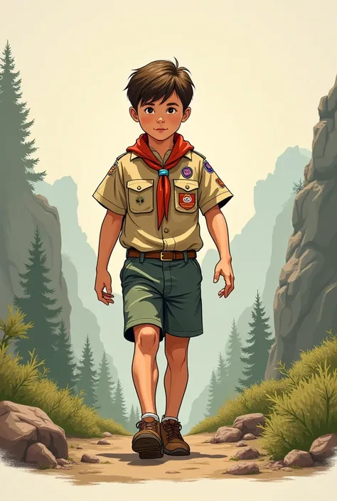 Create a walking Boy Scout logo with the name of a Volleyball hiker 