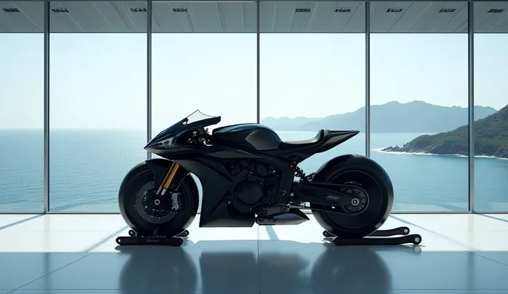 The Izu Peninsula motorcycle 2025 black showroom 4K ultra view 