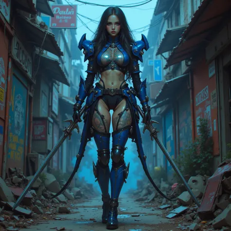 - Main Character, Adult Woman "Kosovo", Beautiful, tall, long legs, full of visible tattoos.

- Wearing a costume ("Full Sexy Armor"), a costume that embodies the form of "KAMEN RIDER", (Armor Chest and Thighs slightly open).
Futuristic Costume Design, loo...