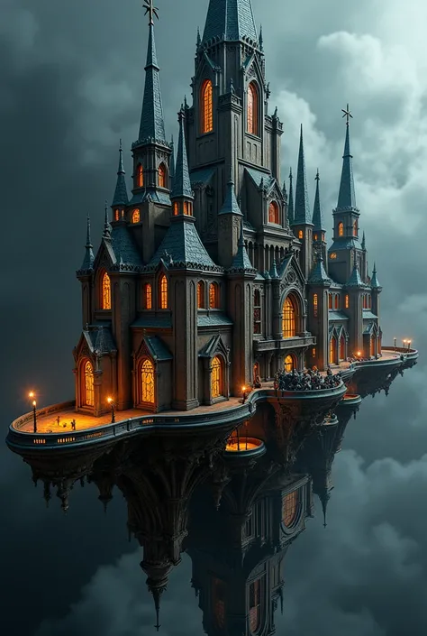 Image of an unusual and imaginatively designed Space Marine ship resembling a cathedral to reinforce the Gothic aesthetic of the universe, symbolise the religious faith of the Imperium, inspire fear and reverence and reflect the heritage and traditions of ...