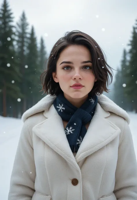  score_9,  score_8_ up,  score_7_ up,   cinematic film stills ,  beautiful women, no make  up, Winter Outfits , ,   black hair,  head tilt,  hair blown in the wind, Arctic Snowdrifts ,  it's snowing,  Snowflakes, cold, chill bump  ,  Approaching Perfection...