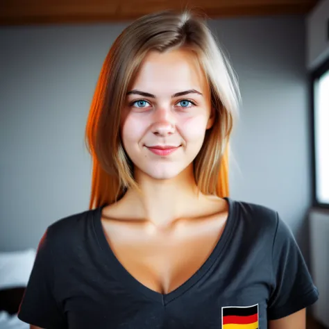 Make me a beautiful German girl 14, Straight upper body, Focus on the V-neck