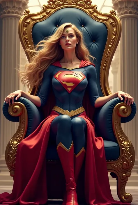 Super girl siting on queen chair