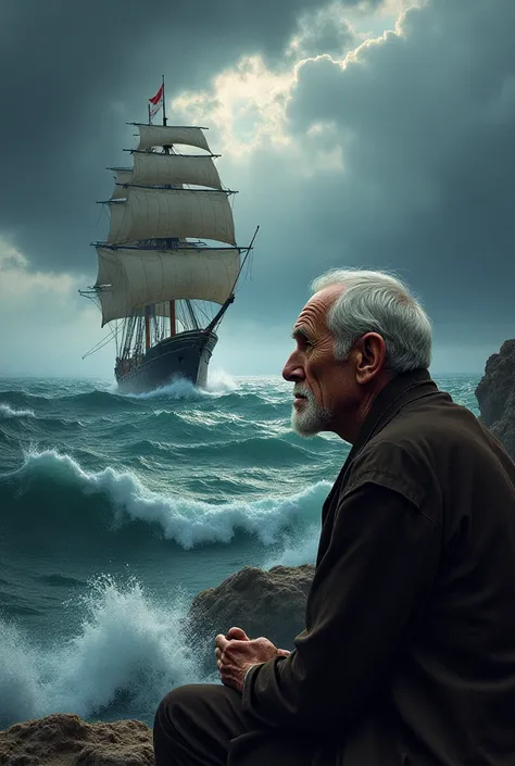 The old man thought about the ship going in the storm