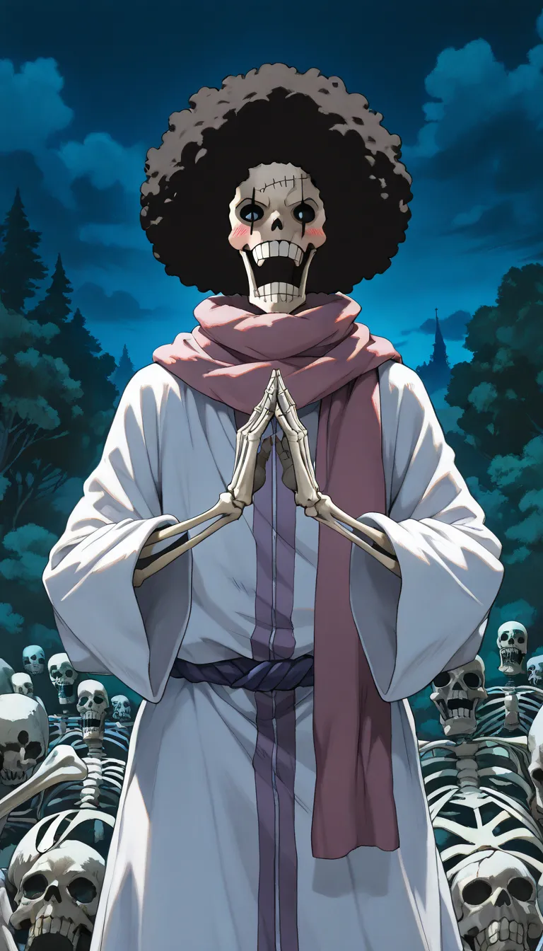 (,onepiecebrook, brook), (extremely detailed CG unit 8k wallpaper),(master part), (best quality), (ultra detail), (best illustration),(ghibli_style), cowboy shot, standing, close up, facing viewer, looking at viewer, perfect face, perfect eyes, perfect fin...