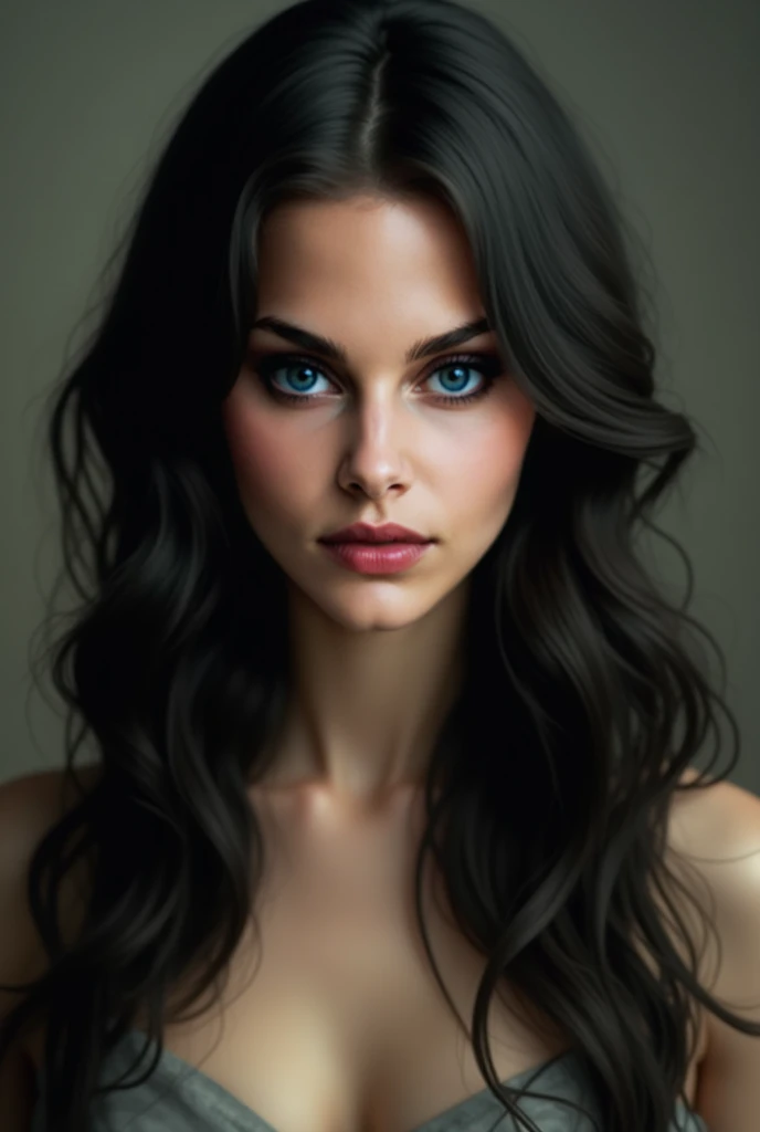 I would like the woman with blue eyes and black hair