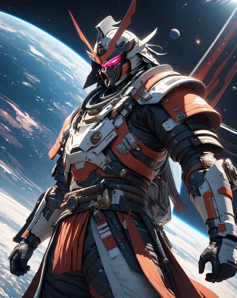 Space Samurai, Samurai in Space, masterpiece:1.5, highest quality, UHD, retina, masterpiece, accurate anatomy, super detailed, high quality, best quality, 8k