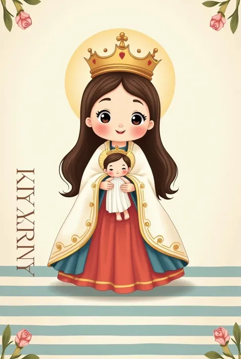  Here's a detailed description so you can ask an AI to generate a similar image:

 Cover Description :
 The central illustration depicts Our Lady of Nazareth holding the Baby Jesus , both in a cute style and  .  Our Lady has a rounded face ,  big, expressi...