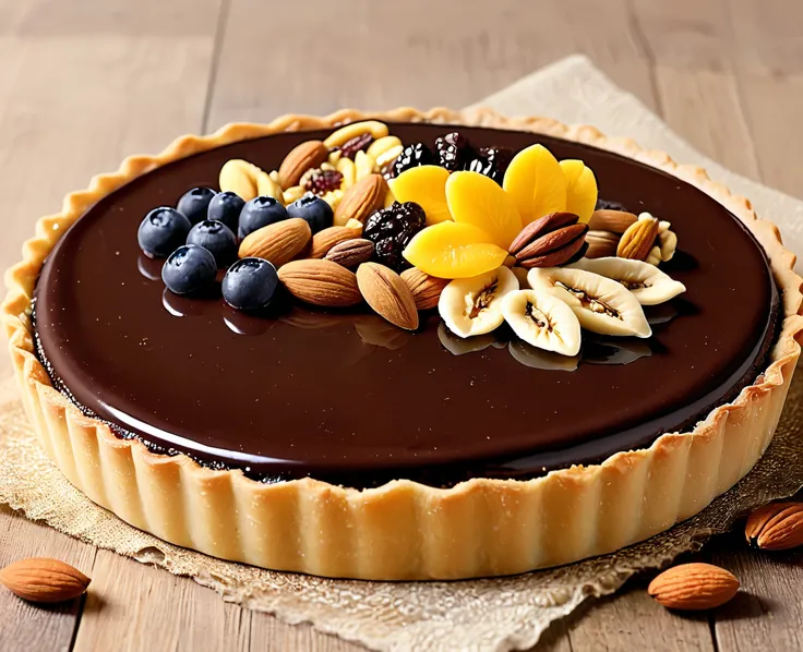 {Chocolate tarte},dry Fruits,yellow box