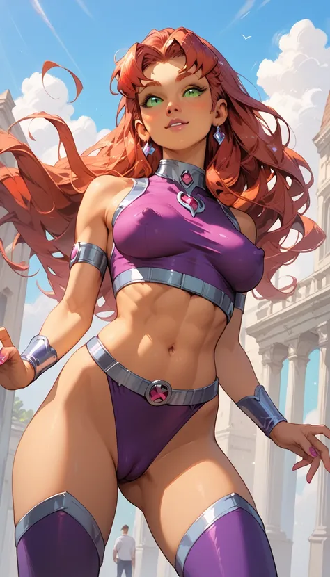 Female (dc comic character) starfire, cameltoe, erect nipples 