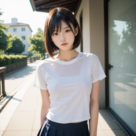 score_9,score_8_up,score_7_up,source_photo,
realistic,photo,(sharp focus),(backlit photo:1.4),dramatic shadows,raw lighting,dynamic angle,
BREAK
Japanese girl, short hair,
black eyes,(small eyes:1.1),
slim round face,
(school skirt),
(white t-shirt:1.2),
b...