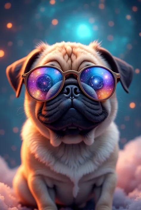 Pug Dog Wearing Galaxy Sunglasses