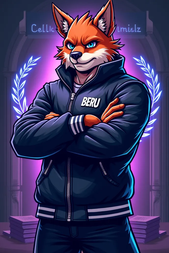 A mascot design of Beru from Solo Leveling, reimagined as a university mascot. Beru is wearing a stylish college jacket with a university logo on the chest, looking dynamic and powerful. His stance is heroic, with one arm crossed and the other pointing for...