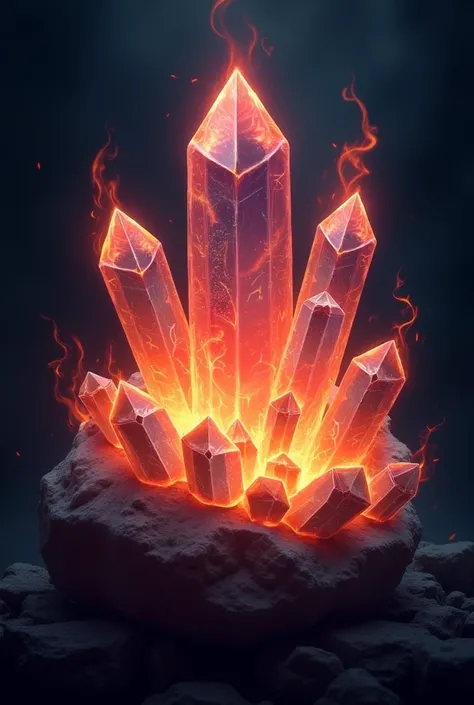 I want a logo of 150 pixels x 150 pixels of some crystals with flames inside the code name is Crystal Flare