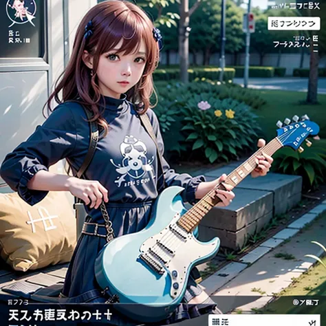 マイクの前で青い plays guitar青い髪のAnime Girl、Nightcore、guitarist、（Anime Girl）、Guitar solo、Sayori 、 anime cover 、 cute girl anime visual、 plays guitar、 Kitagawa Marin Fan Art 、Anime Wallpaper、rock、 plays guitar、夢のようなrock少女、Gwaiz、 Anime Art with Cute Details 、Draw fi...