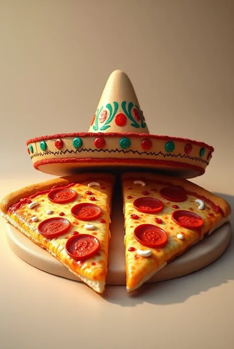 Pair of pizza pieces with Mexican hat 