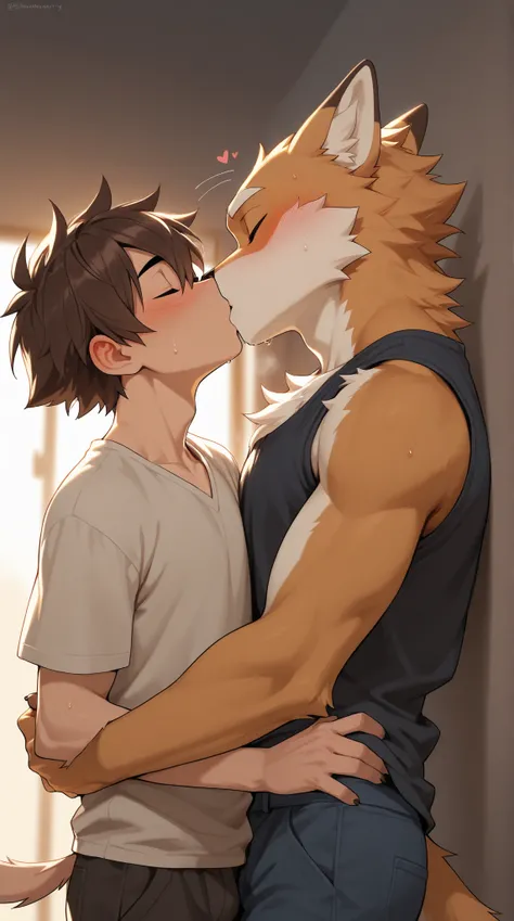 Source_furry, (((2boys))), furry, anthro, kissing 