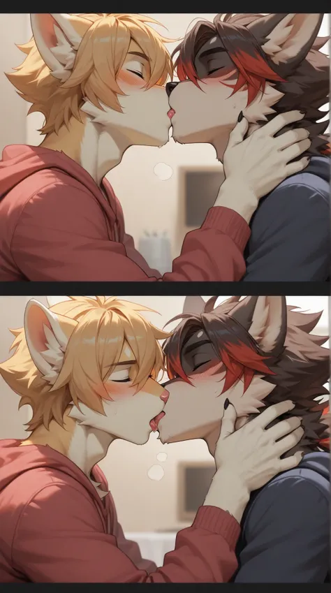 Source_furry, (((2boys))), furry, anthro, kissing 