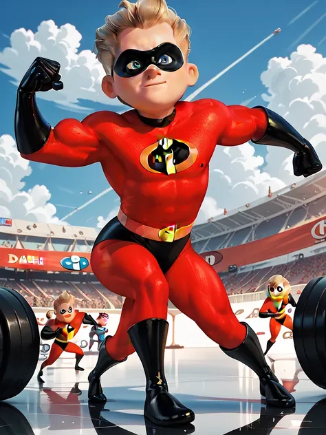 Dash Parr, Incredibles, Leotard, Super Suit, Muscular, Show Full Body