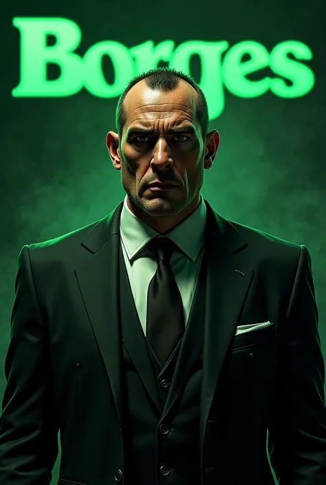 Create an avatar of a mobster with the name Borges written in green and images of the animal game in the background