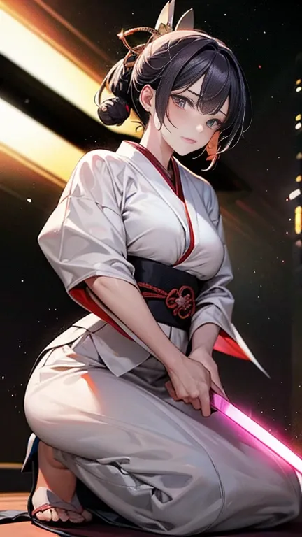 Samurai in Space, Beautiful woman, Japanese sword