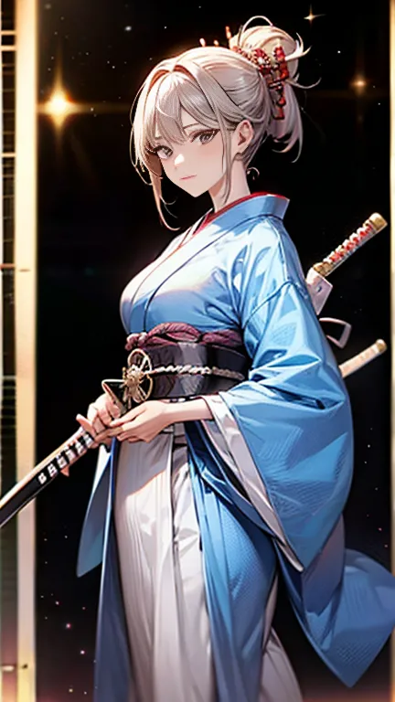 Samurai in Space, Beautiful woman, Japanese sword