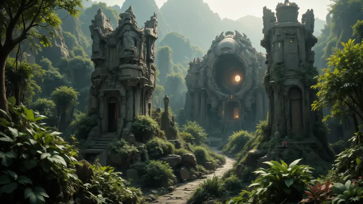 another planet alien world epic ruins in jungle