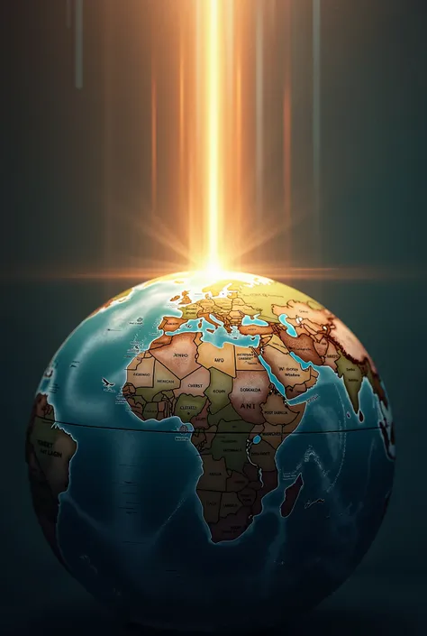 11. "A close-up of a globe with light rays spreading from a specific point, symbolizing the reach of the gospel around the world. The globe should feel detailed, with countries and continents clearly visible. The light rays should represent the spread of C...