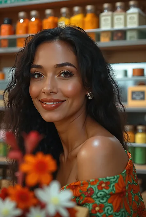 A beautiful fair lady sitting in her Africa foodstuff shop,With description “Happy Valentine Day from Your lovely Cmaks”