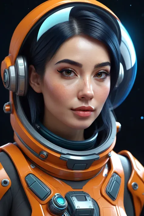 Create a 3d hyper-realistic stylized portrait for a space character with strange face 