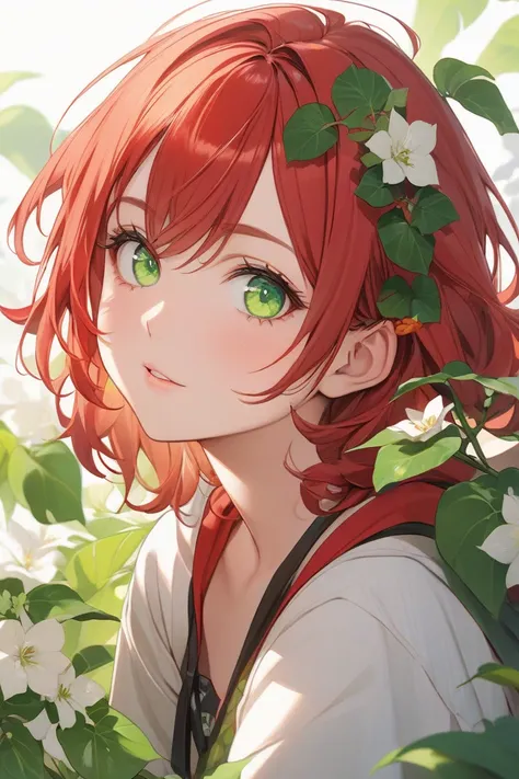 Red-haired girl with full-bodied green eyes 