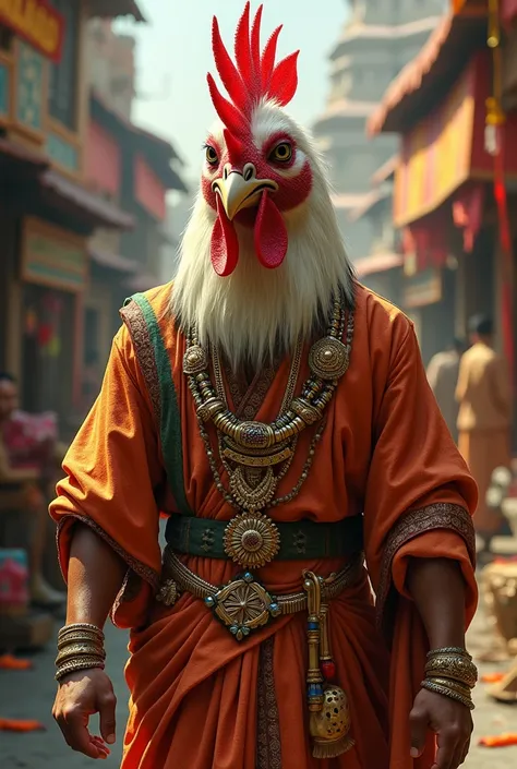 An Indian with a chicken face