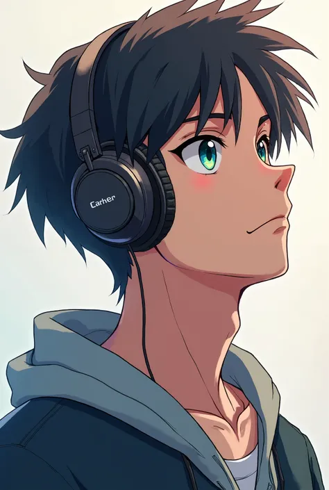 An anime guy wearing headphones 