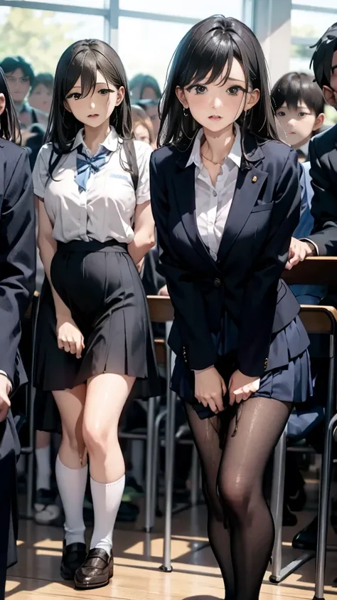 Female teacher pees at student graduation ceremony 、Urinary incontinence、Leaking a lot of pee、 at s park、  staring at viewers、 black suit 、 miniskirt、 pin heels、 perfect figure、 perfect beauty 、 Japanese elementary school teachers 、 Female teacher pees dur...