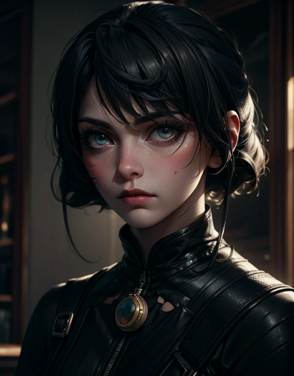 a sad and lonely girl, extremely detailed face and eyes, beautiful detailed lips, longeyelashes, emotional expression, depressed, hopeless, curled up, looking down, indoor room setting, dark moody lighting, muted colors, (best quality,8k,highres,masterpiec...