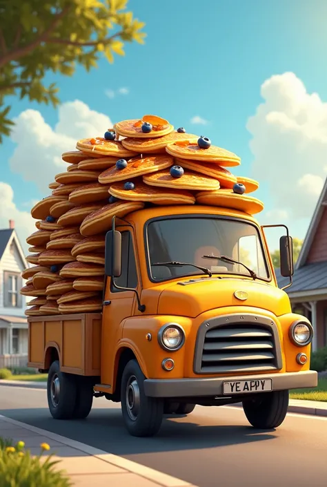 A truck full of pancakes already made 
