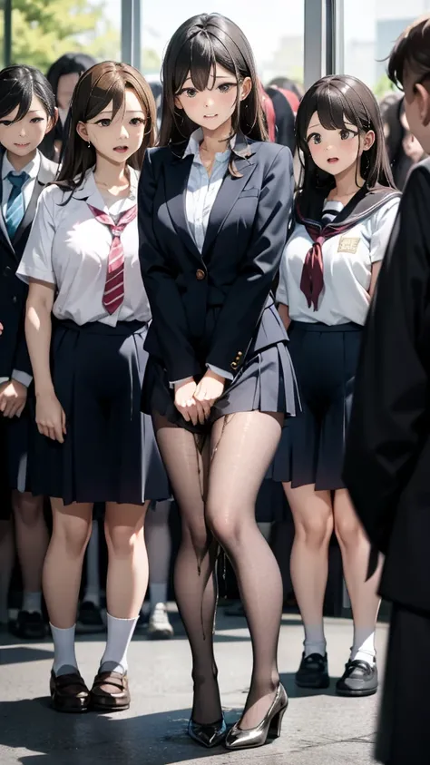 Female teacher pees at student graduation ceremony 、Urinary incontinence、Leaking a lot of pee、 at s park、  staring at viewers、 black suit 、 miniskirt、 pin heels、 perfect figure、 perfect beauty 、 Japanese elementary school teachers 、 Female teacher pees dur...