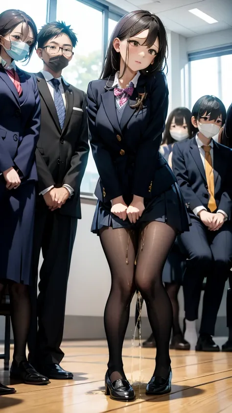 Female teacher pees at student graduation ceremony 、Urinary incontinence、Leaking a lot of pee、 at s park、  staring at viewers、 black suit 、 miniskirt、 pin heels、 perfect figure、 perfect beauty 、 Japanese elementary school teachers 、 Female teacher pees dur...