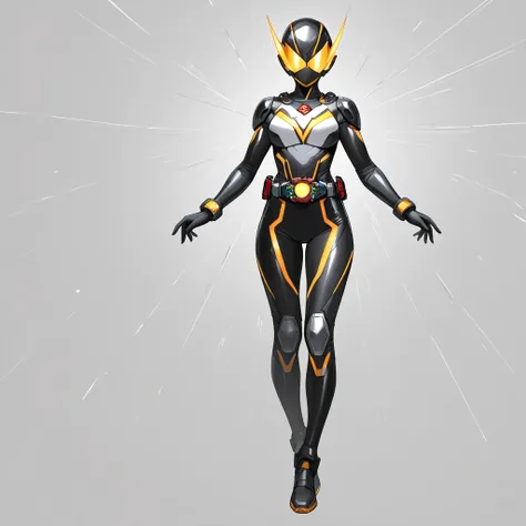 (( best quality)), ((masterpiece)),,full body.A female superhero in full body armor, featuring a sleek and sexy design. The armor covers her entire body, including her face, leaving no skin or mouth exposed. The design should exude strength and elegance, w...