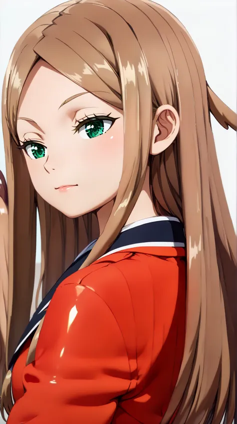 (UHD, retina, masterpiece, accurate, anatomically correct, super detail, high details,     highres, 1080P, 16k:1.3)、(Kirie Konami ai:1.3)、(brown hair,long hair,green eyes:1.5)、(shiny skin:1.3)、(trion costume:1.3)