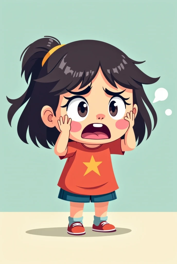 1 cartoon girl feeling very sick and dizzy