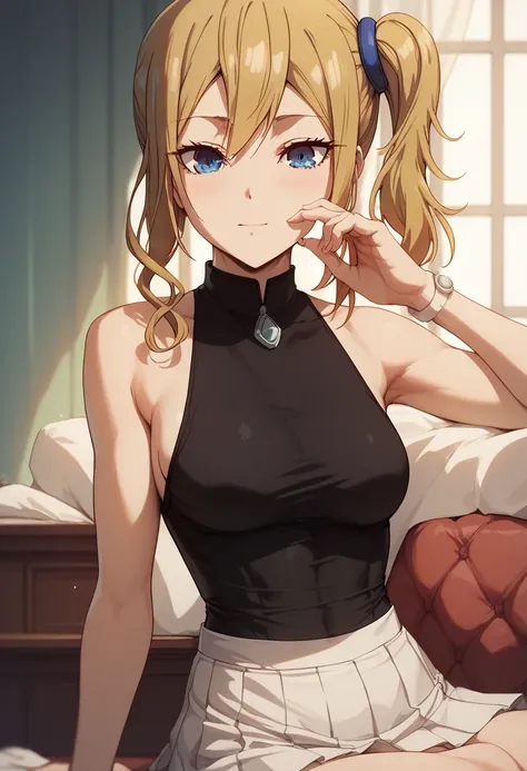 Hayasaka Ai, sleeveless, black through leotard, sexy, average breast size, skirt, blow job