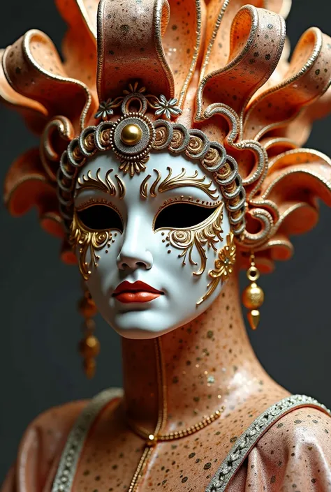 Greek style venetian carnival mask with greek ornaments, make it more statue style