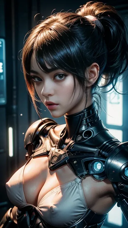 NSFW(((masterpiece))), (((Best Quality))), ((Ultra-detailed)), (extremely detailed photo), ((extremely delicate and beautiful)),(Cute delicate face), an image of cyberpunk, ((highperformance cyborg girl)), cyberpunk images, (tall girl), ((cool beauty and h...