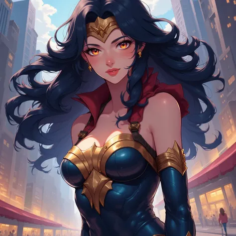 venom wonder woman, fantasy anime style, full length pose, pastel colors, perfect nose, perfgh shine, high quality, light hair, long highly detailed intricate hairstyle, sharp image, perfect clothes, sf, intricate artwork masterpiece, ominous, matte painti...